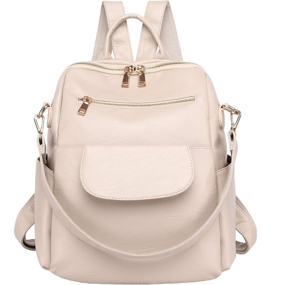 Women Waterproof Faux Leather Convertible Backpack Purse Large Capacity for Trav